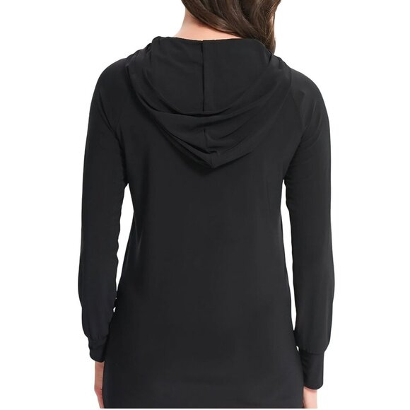 Joseph Ribkoff NWT Black Sparkle Rhinestone Hooded Tunic Quiet Luxury Size 12 - Picture 5 of 16